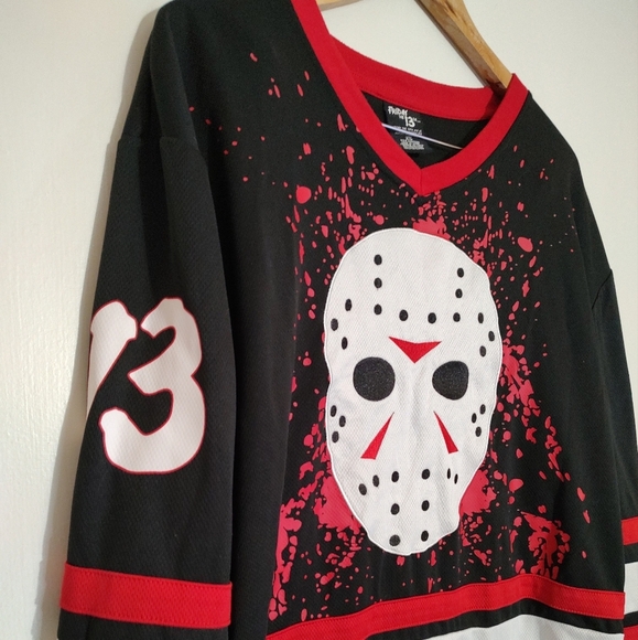 Friday The 13th Jason Voorhees Hockey Mask Graphic Long Sleeve Jersey - Picture 3 of 9